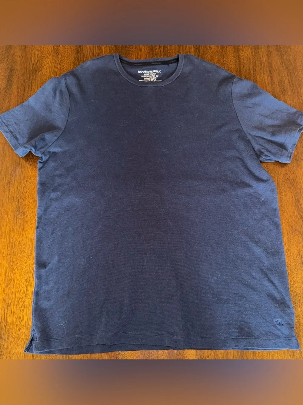 Banana Republic Luxe Touch Navy Crewneck Performance Tee Short Sleeve Shirt XXL